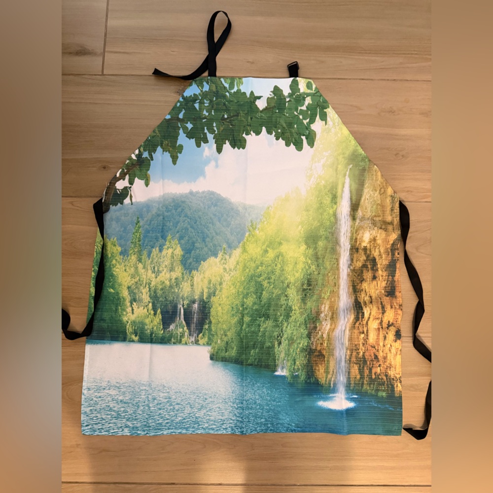 NEW Ambesonne Waterfall Apron Unisex Kitchen Bib Adjustable Neck Adult Size